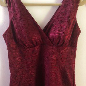 Red Lace Bodycon Dress - Enfocus Studio, Size 4